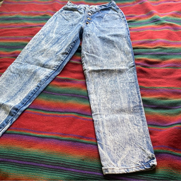 VTG 80’s Palmetto’s Blue Acid Washed Jeans! Button fly. Size 9. 5 pockets. USA. - Picture 5 of 13